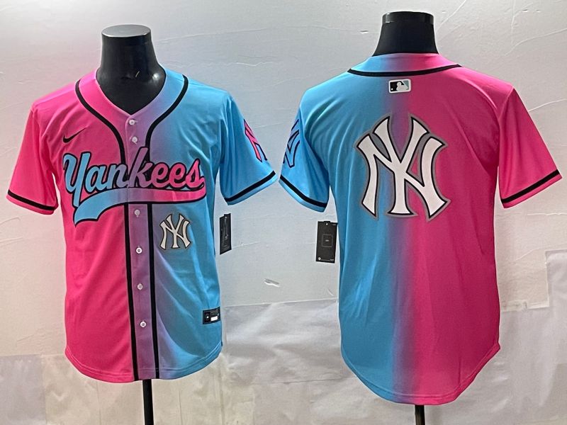 Men 2025 New York Yankees Blank Blue pink Game Nike MLB Jersey style 0026